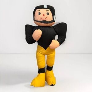 Vintage Plush 1960s Football Player Black Gold 21" Doll Pittsburh Steelers